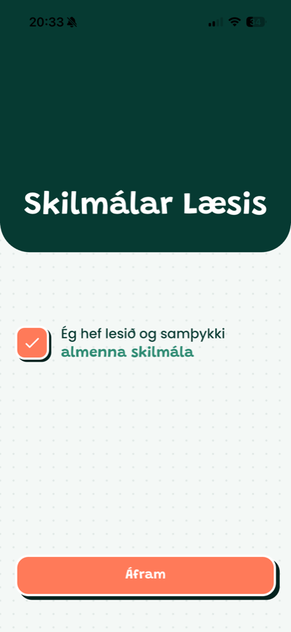 Samþykkja skilmála 1
